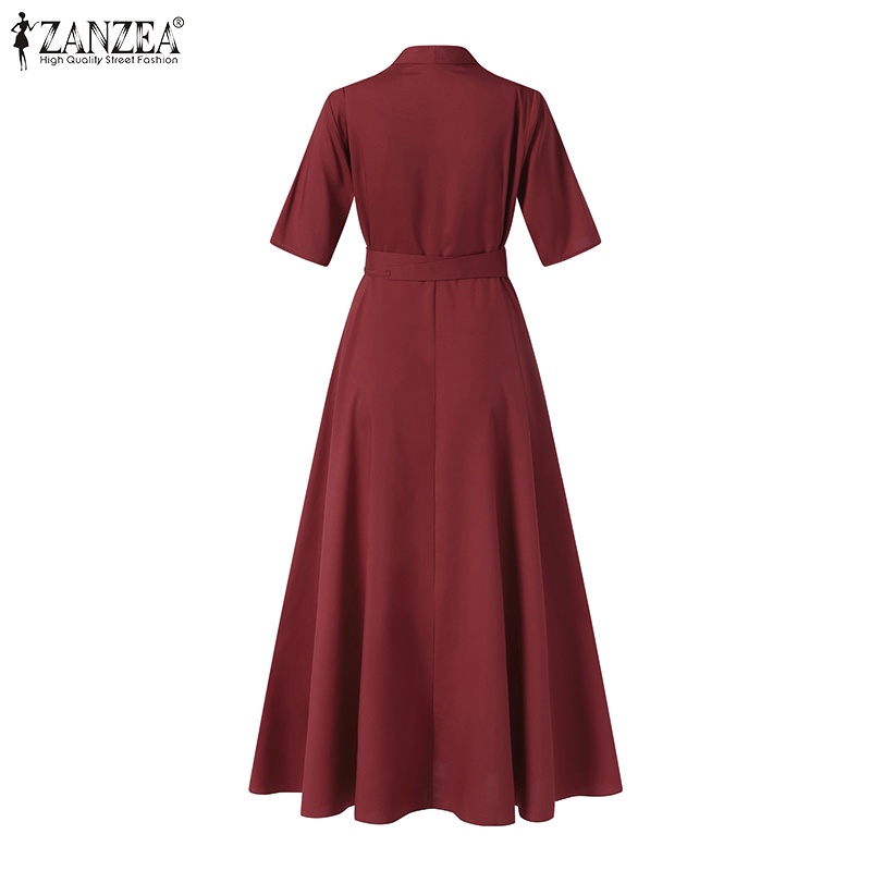 Đầm chữ A ZANZEA tay lửng cổ chữ v phong cách Châu Âu thời trang cho nữ