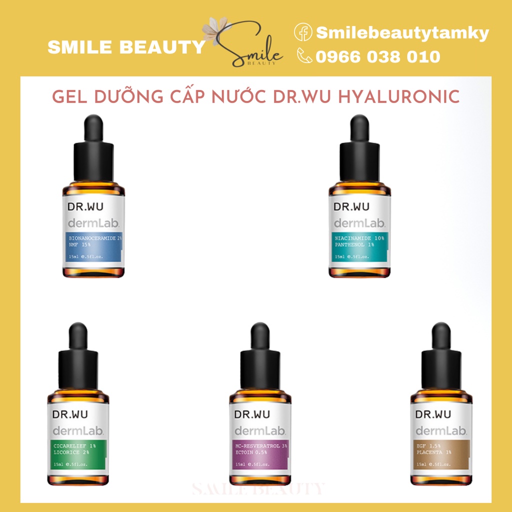 Serum Dr.wu Dermlab xanh lá, xanh dương cấp nước và phục hồi da 15ml