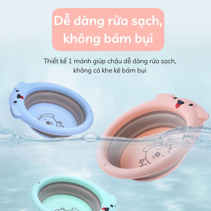 Chậu Rửa Mặt Gấp Gọn Hình Bé Cún Xinh Xắn Cho Bé YOOTA BABY Chất Liệu Nhựa PP Cao Cấp