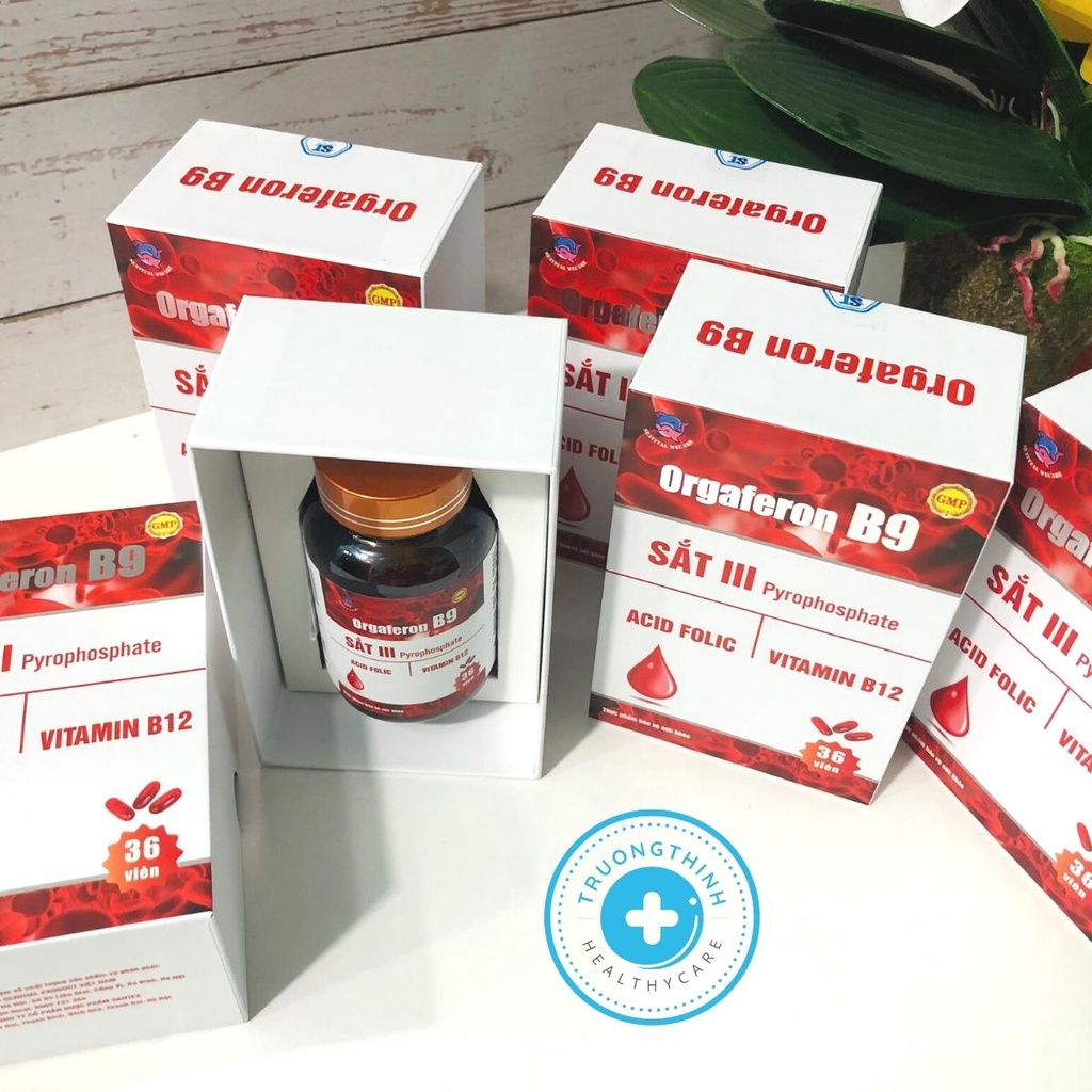 Viên uống bổ sung sắt và Acid folic ORGAFERON B9 _ bổ máu, ngăn ngừa thiếu máu. Hộp 36 viên