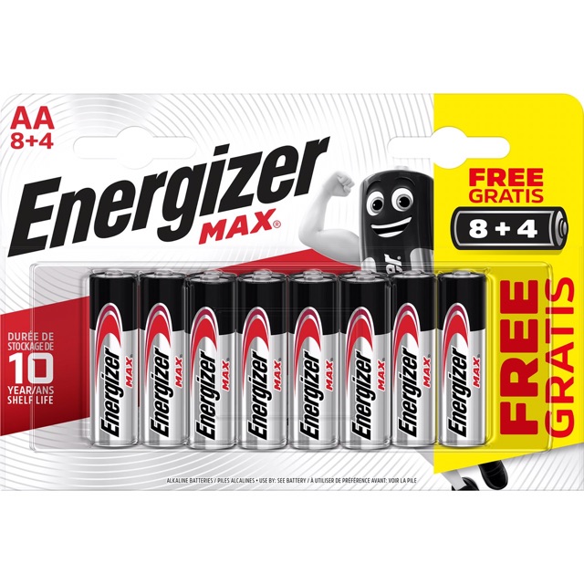 Pin Max 8+4 viên Energizer ( tiểu AA và đũa AAA)