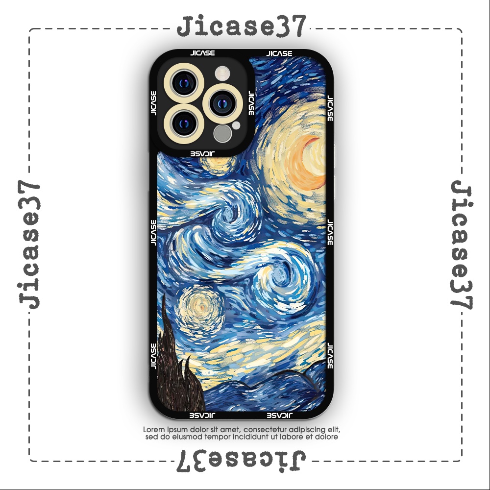 Ốp lưng iphone cạnh vuông Jicase Van gogh đêm đầy sao 6plus/6s/6splus/7/7plus/8/8plus/x/xs/11/12/pro/max/plus/promax