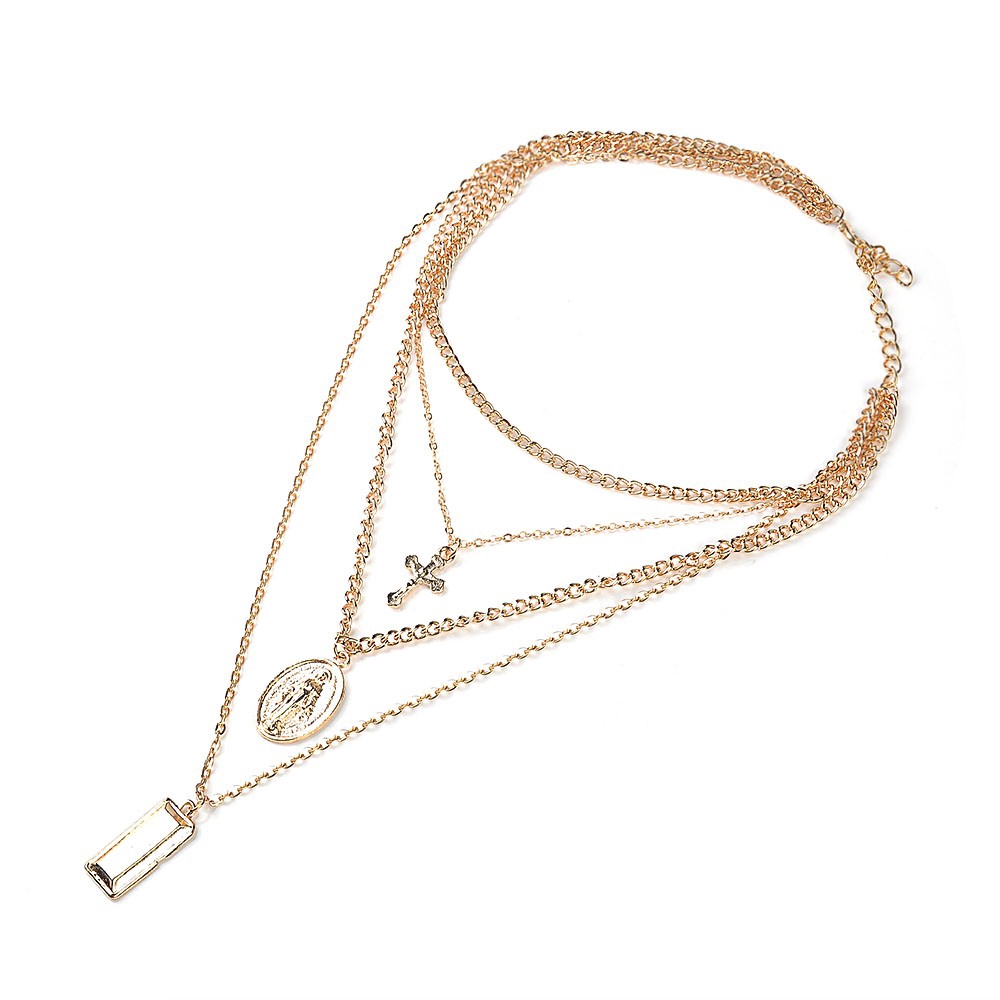 Dây Chuyền Lớp Mặt Hình Thánh Giá Phong Cách Boho