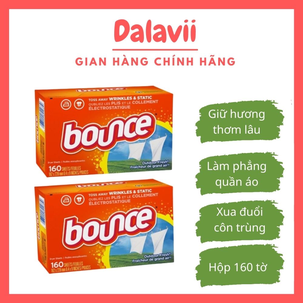 Giấy Thơm Quần Áo Bounce Mỹ Bỏ Tủ Quần Áo, Sấy Đồ, Khử Mùi Ẩm Mốc