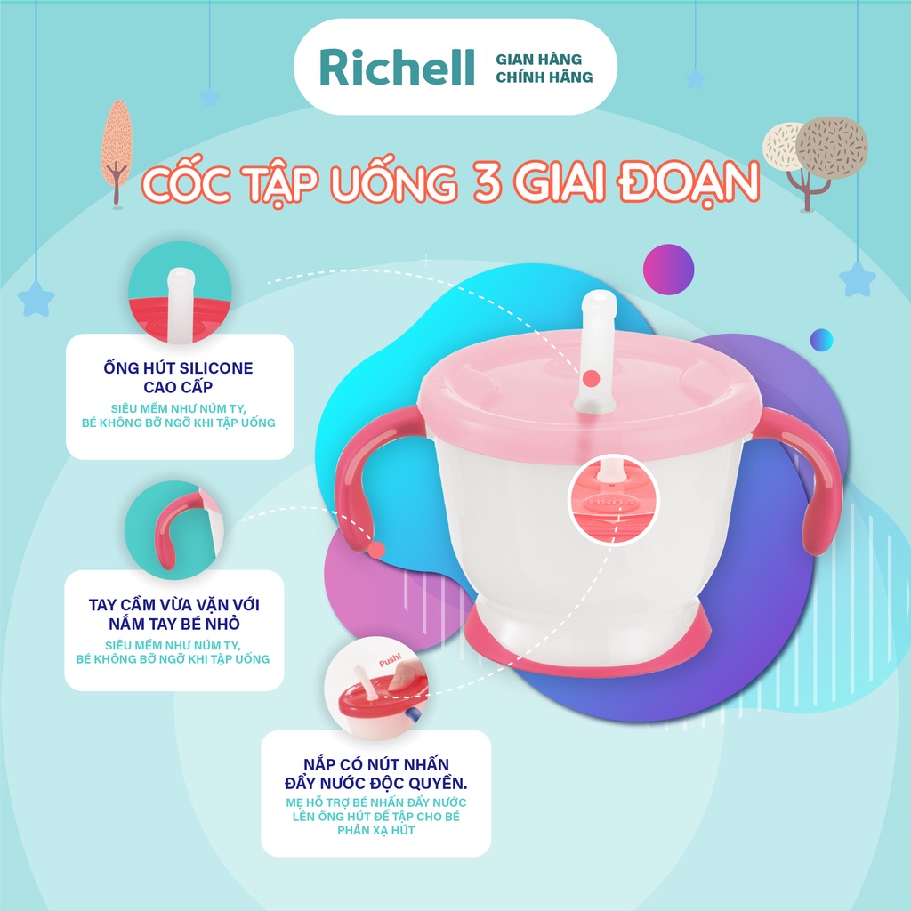 Cốc tập uống 3 giai đoạn AQ Richell Nhật Bản phiên bản châu Á | Baby