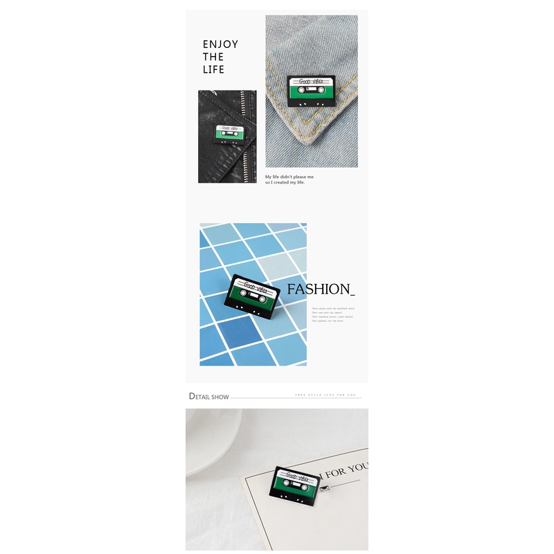 Huy hiệu cài áo thiết kế hình băng cát sét thời trang độc đáo dành cho cả nam và nữ