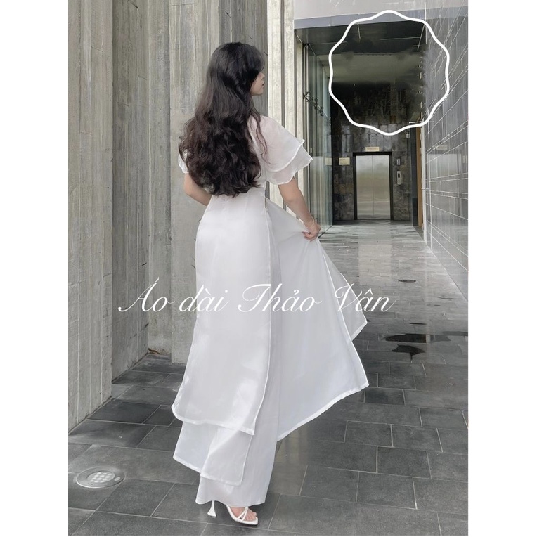 Áo dài cách tân thiết kế tay cánh tiên ba màu siêu hot-AV012
