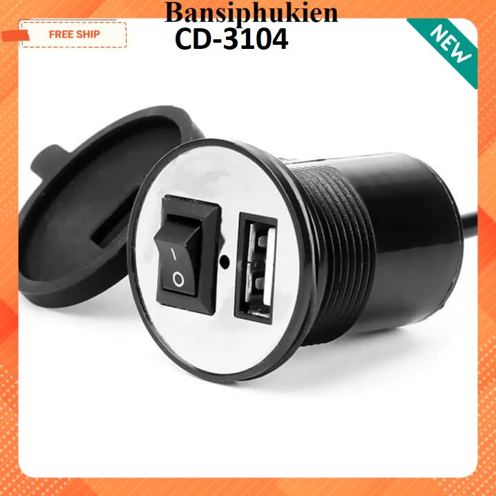 bộ sạc điện thoại trên xe máy chống nước có công tắc tiêu chuẩn cd 3104