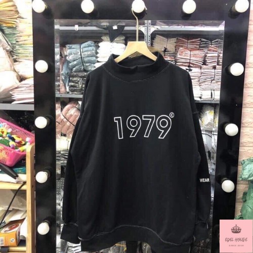Áo khoác sweater nỉ nam nữ cổ lọ EDEL HOUSE 1979 1976 trắng đen basic form rộng unisex E487 | BigBuy360 - bigbuy360.vn