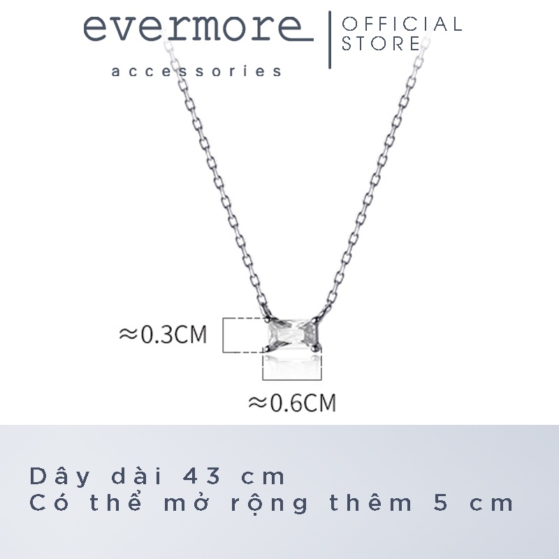 Dây chuyền bạc EVERMORE, vòng cổ bạc chữ nhật đính đá ngang Phaedra phong cách thanh lịch, minimalism - D046