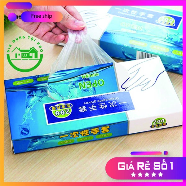 Găng Bao Tay Nilong Dùng 1 Lần ⚡ 𝐆𝐢𝐚́ 𝐒𝐡𝐨𝐜𝐤 ⚡ Hộp 200 Cái Siêu Dày Dặn