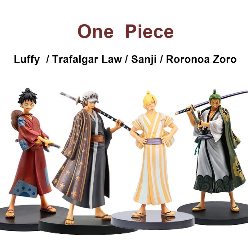 Mô Hình Anime One Piece Tại Wano Quốc Luffy / Trafalgar Law / Sanji / Roronoa Zoro 18Cm (nobox)