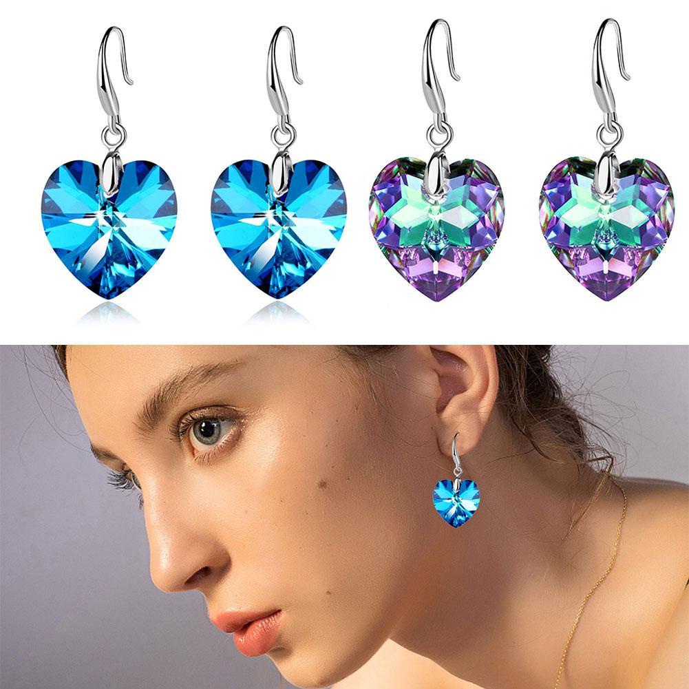 2022 New Fashion Ocean Star Love Pendant Earrings For Women Color Peach Heart Crystal Jewelry W9B2