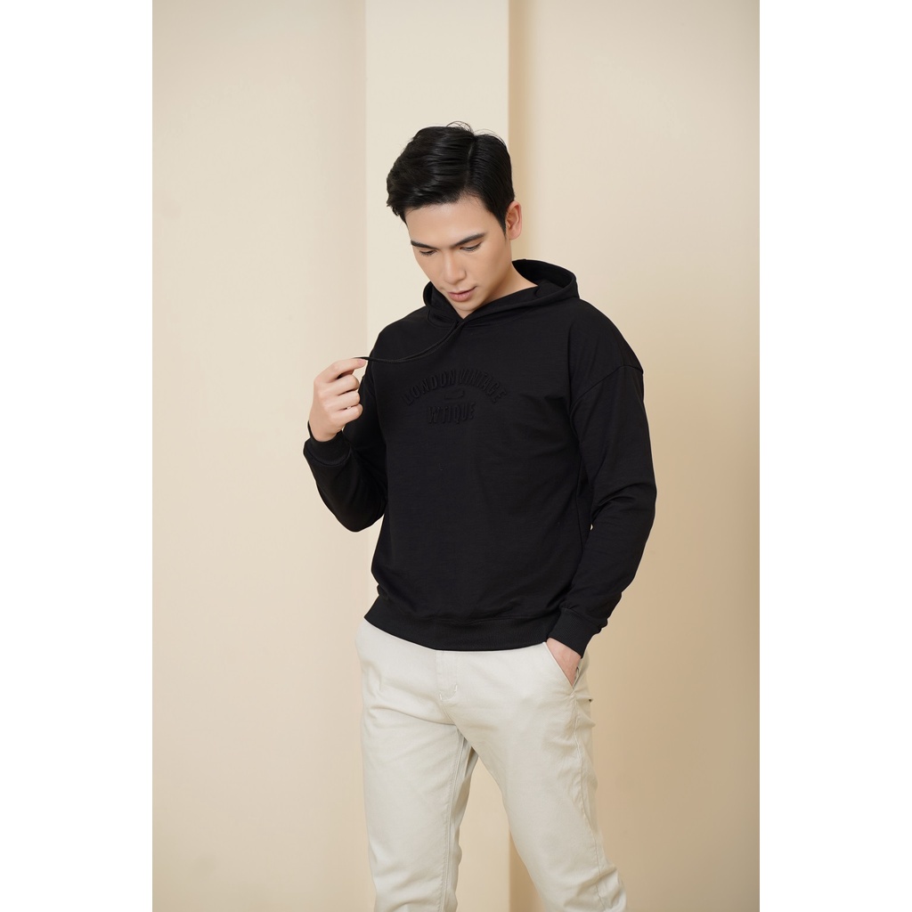 ÁO HOODIE NAM ĐEN CHỮ NGỰC