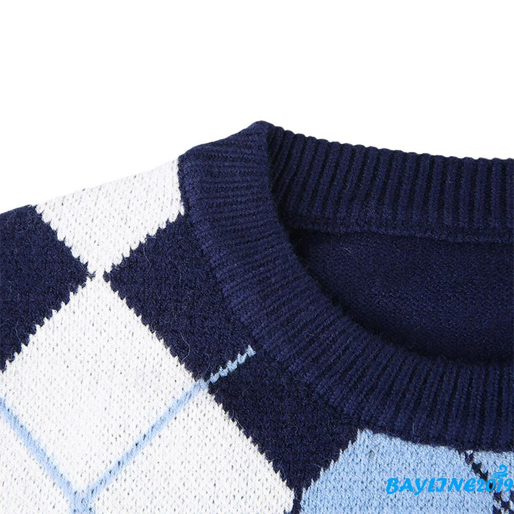 Áo len nữ tay dài họa tiết hình học cá tính hợp thời trang