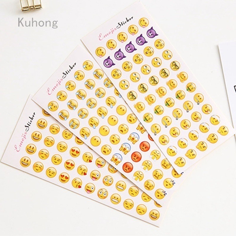 Set 12 Tấm Sticker Hình Mặt Cười Dán Trang Trí Sổ Tay / Điện Thoại Android / Iphone