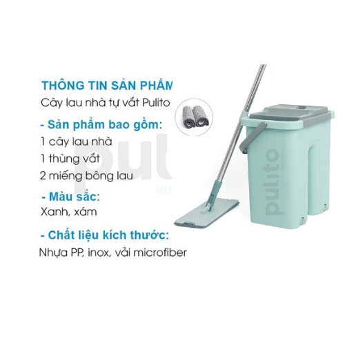 Cây Lau Nhà Tự Vắt 360 OHISIL Chổi Lau Nhà Xoay 360 Kèm Thùng To + Tặng Kèm 2 Bông Lau