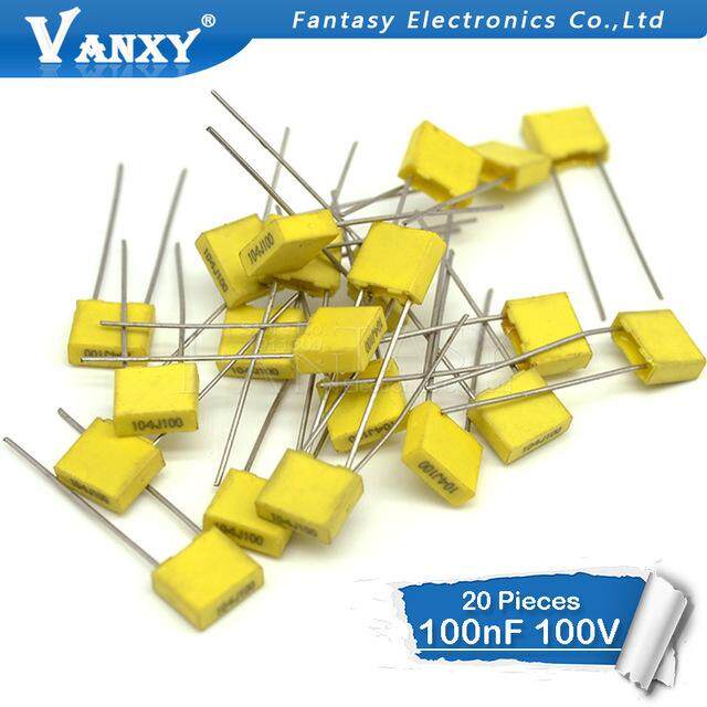 20 Chiếc 100NJ100 Tụ Chỉnh 100V104J 100NF 0.1UF 100V 104J 5mmPolypropylene An Toàn Nhựa Filmjiashop