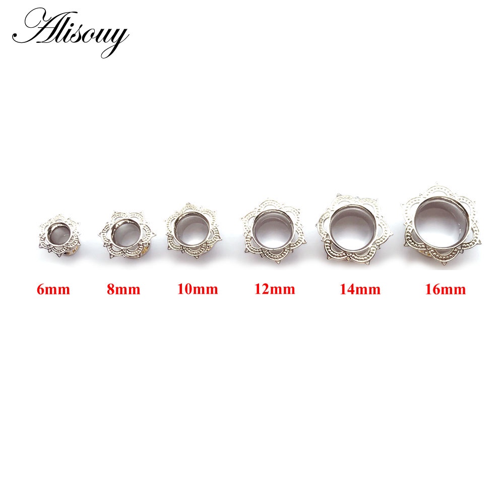 Set 2 Khuyên Nong Tai Hình Hoa Bằng Đồng Thau Thép Không Gỉ