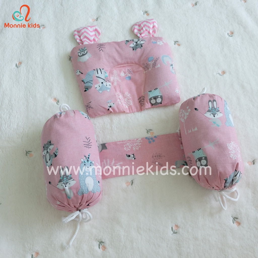 Chặn gối vỏ đỗ cotton MONMON, gối chặn vỏ đỗ an toàn thoáng mát mềm mại cho bé - Monnie Kids