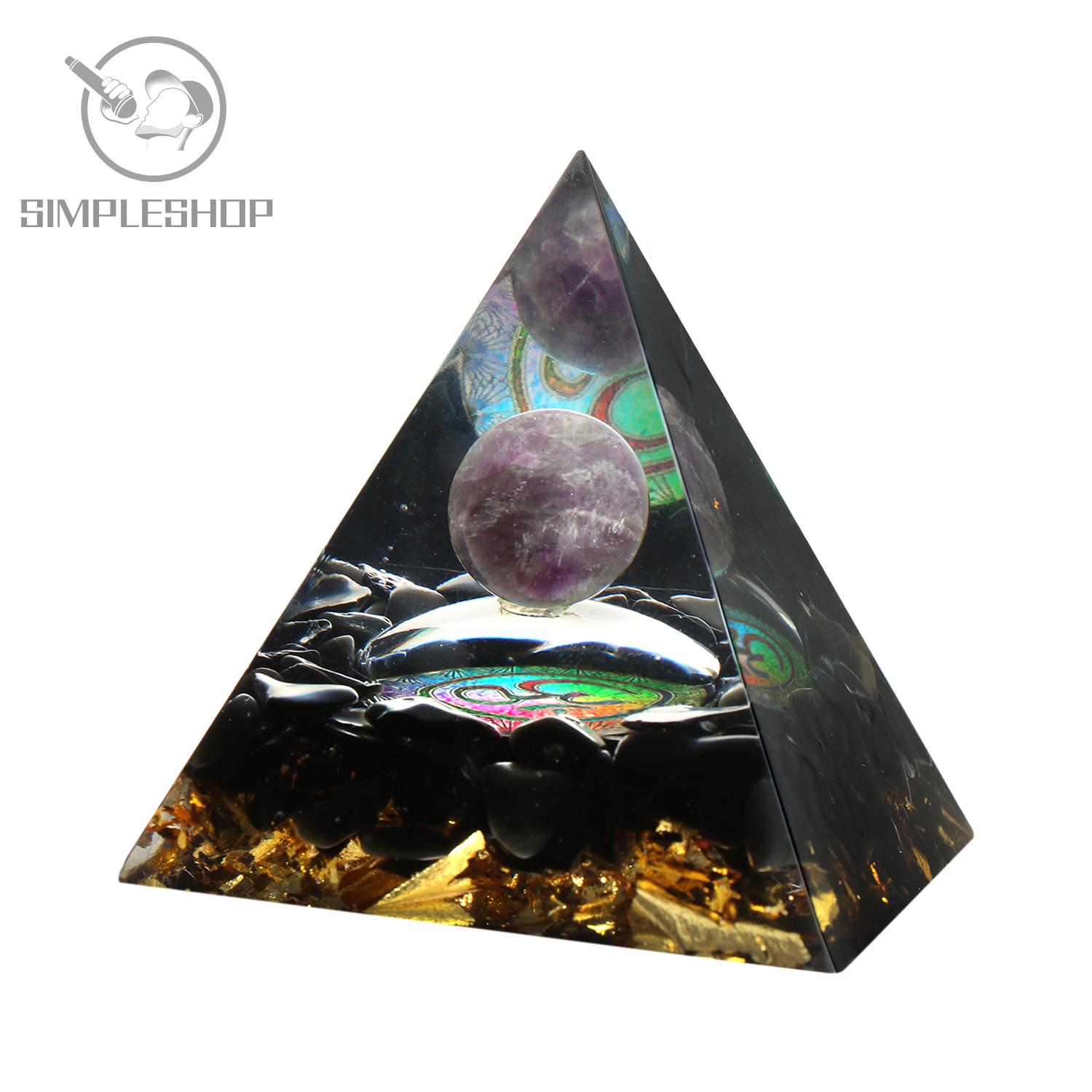 ❀SIMPLE❀ Shelf Decor Orgone Pyramid Spirtual Things|Decor Positive Energy Generator Chakra|Orgonite Boost Immune System Hand Craft Gifts for Women with Obsidian|EMF Protection – Healing