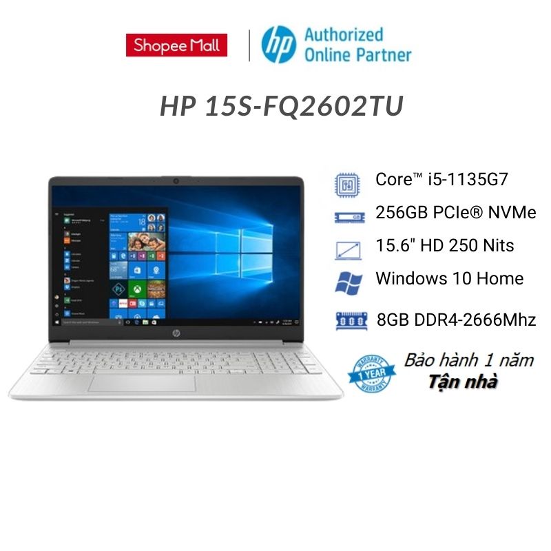 [Mã ELHP15 giảm 10% tối đa 2TR] Laptop HP 15s fq2602TU (Core™ i51135G7 + SSD 256GB)