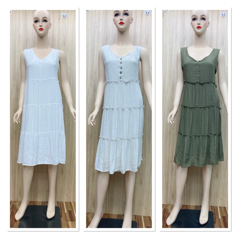 Đầm tầng ko tay naij  xuất dư