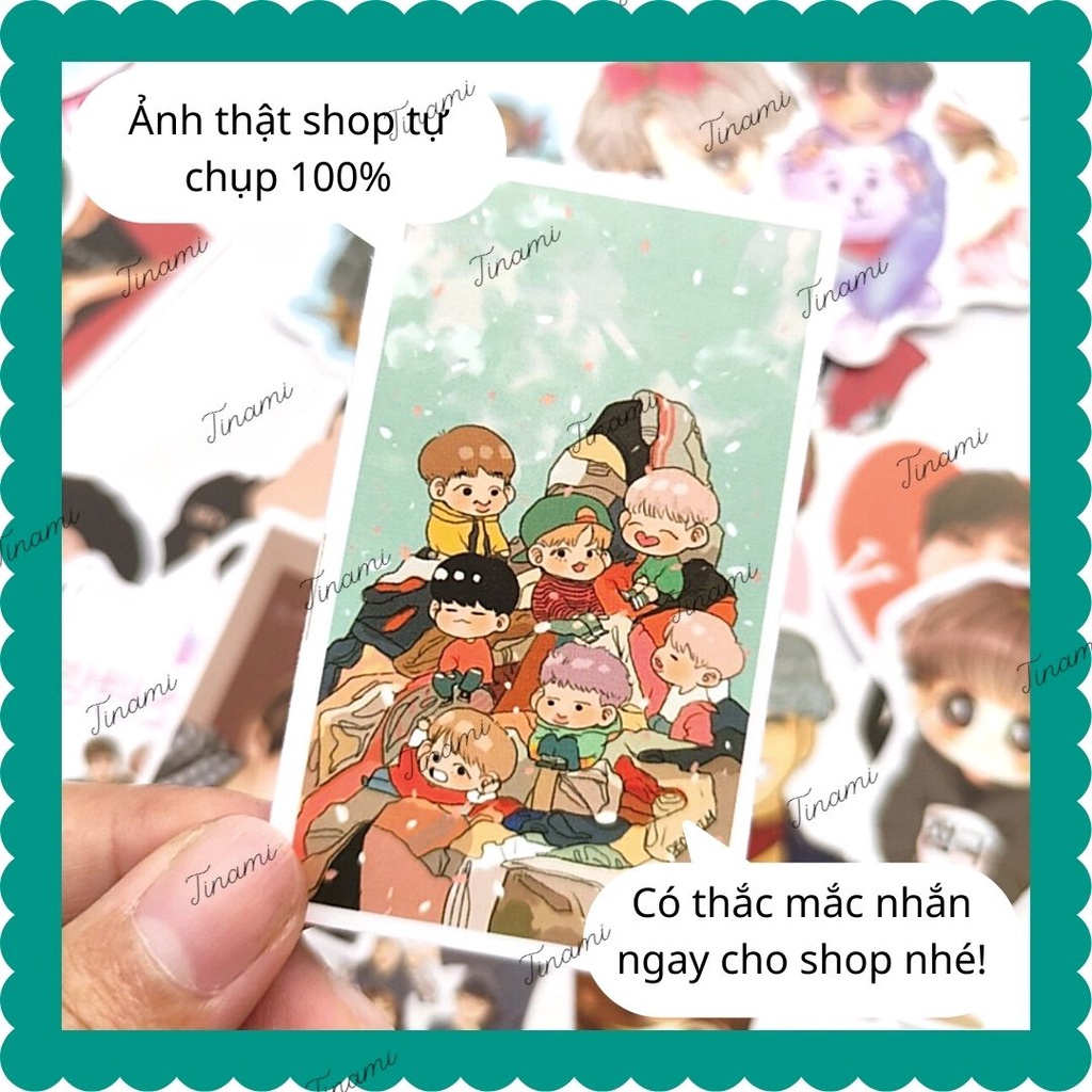 40 Sticker hình dán chống nước Idol BTS hình to ép lụa trang trí sưu tầm làm quà Tinami BTS-002