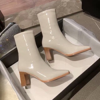 boot cổ thấp da bóng
