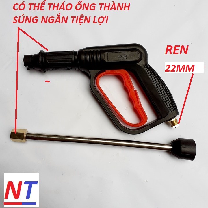 súng rửa xe - Súng phun xịt rửa xe áp lực cao Ren 22mm(cò đỏ dài)