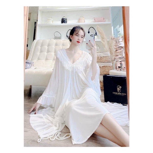 Sét Váy Ngủ  Kèm Choàng Cao Cấp, Váy Ngủ Tiểu Thư Kèm Váy 2 Dây Chất Mềm Mịn Cực Kì Ấm Áp Cho Các Nàng Từ 40-65kg. | BigBuy360 - bigbuy360.vn