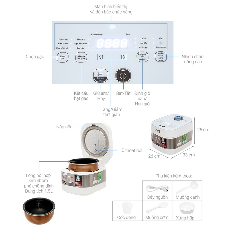 Nồi cơm điện tử cao tần Tefal RK762168 - 1.5L - 1200W
