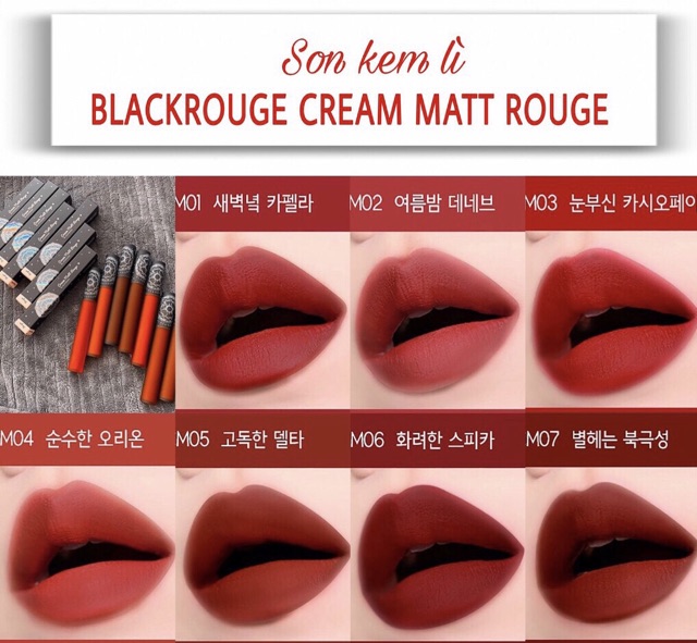 Son kem lì 💖FREESHIP💖 Son kem BLACK ROUGE CREAM MATT ROUGE bền màu lâu trôi | Thế Giới Skin Care