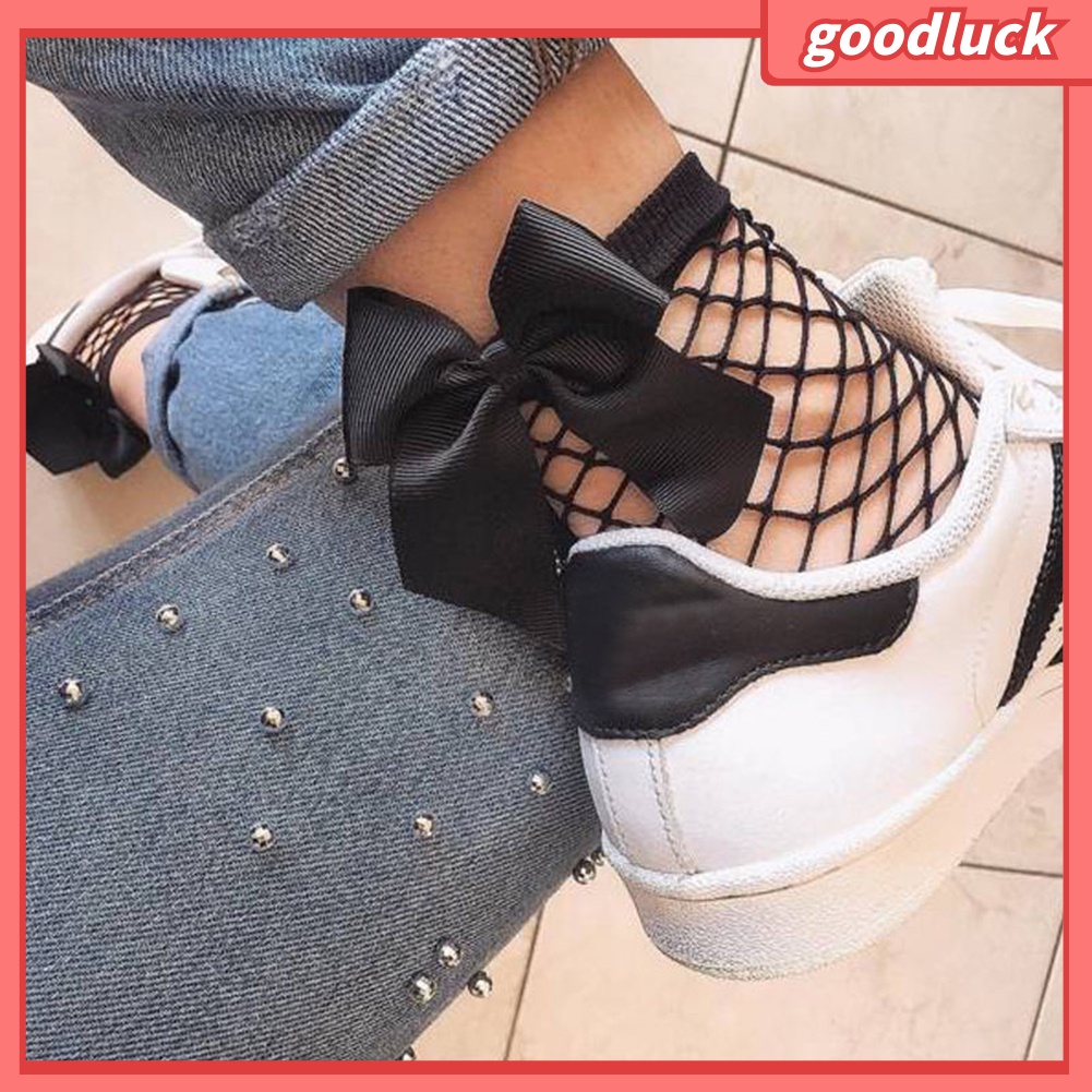 Đôi Tất Lưới Màu Trơn Trang Trí Ren Xinh Xắn Cho Nữ