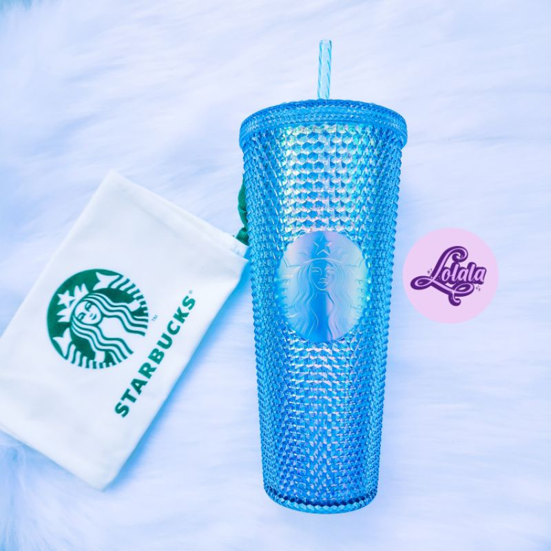 Ly Starbucks Baby Blue Bling Studded 24oz 710ml