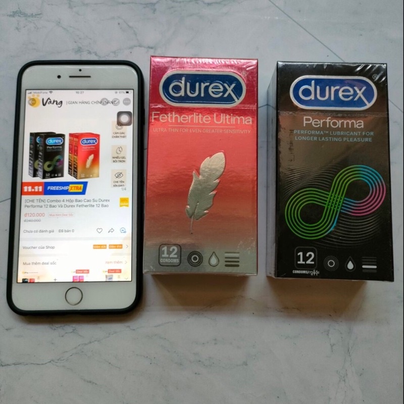 Combo 4 Hộp Bao Cao Su Durex Performa 12 Bao Và Durex Fetherlite 12 Bao