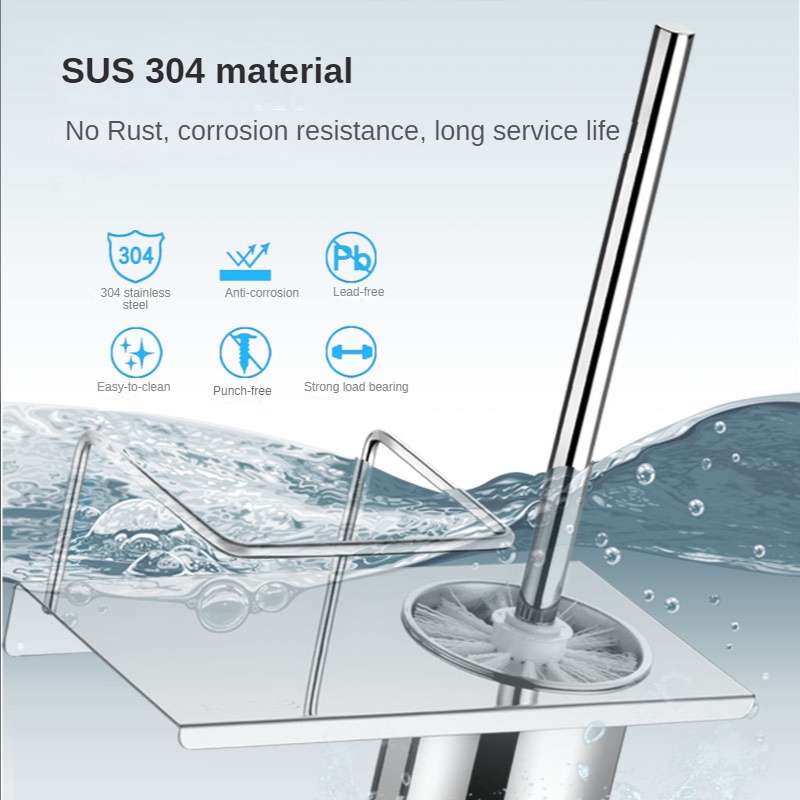 Cọ chà rửa toilet XINKUNLON thép không gỉ 304 sử dụng kép có khay giữ sử dụng cho gia đình