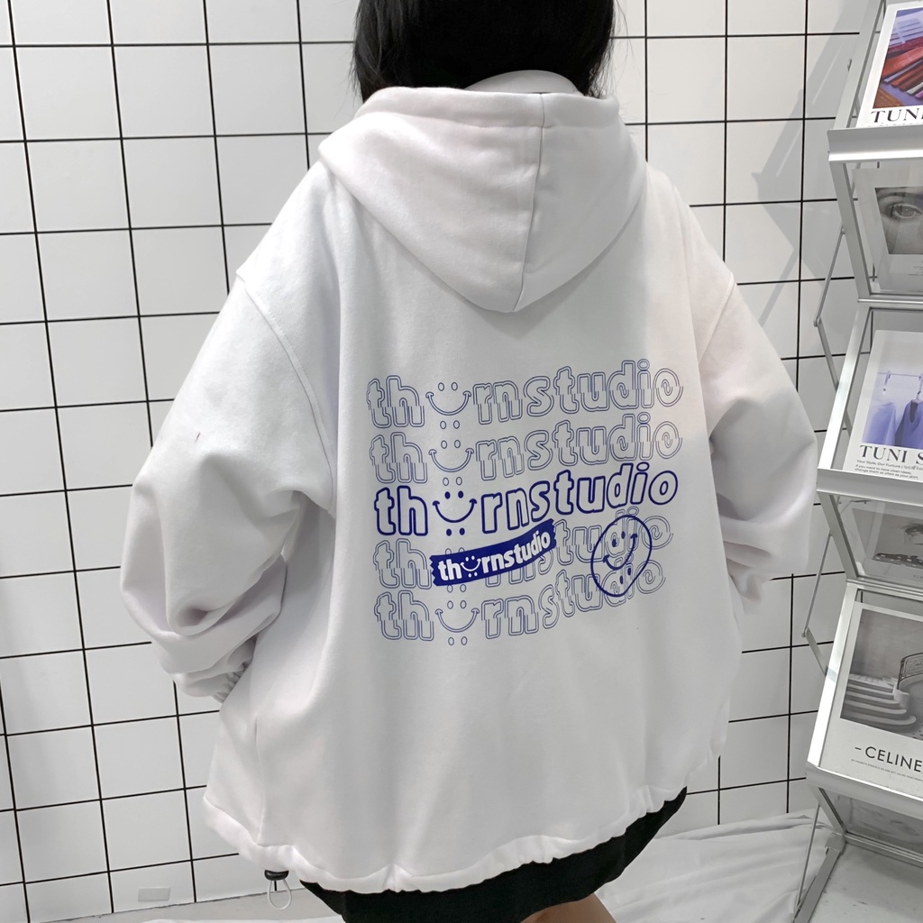 Áo Khoác Dây Kéo THORN STUDIO Nỉ Bông Dày Dặn Form Rộng Ulzzang Unisex