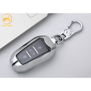 Ốp khóa Peugeot 3008 5008 Titan Bạc Xám TPU bảo vệ chìa smartkey khỏi va đập xước chống nước