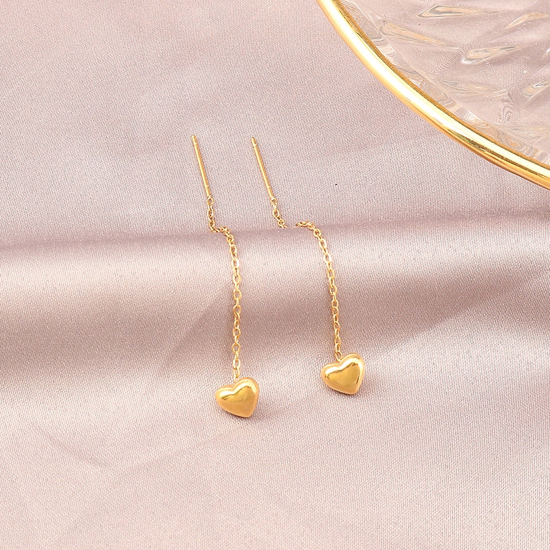 Khuyên tai thép titan mạ vàng 18k hình trái tim nhỏ chống dị ứng phong cách Hàn Quốc cho nữ