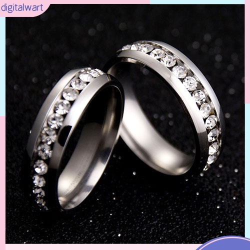 Nhẫn thép titan đính đá thời trang cho cặp đôi