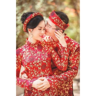 Cặp áo dài cưới nam nữ kèm quần