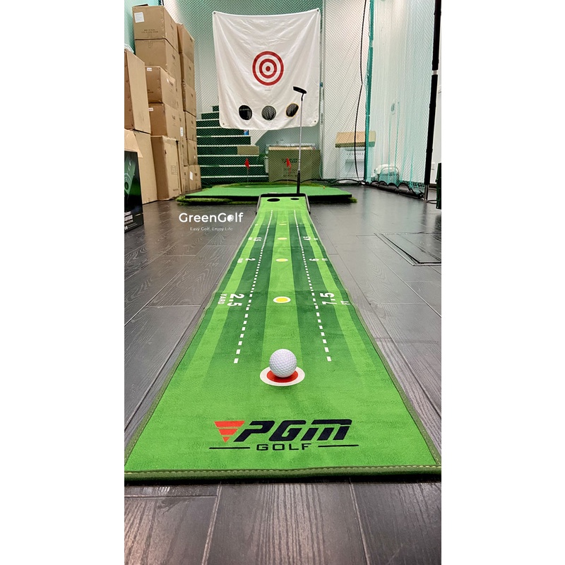 Thảm Putt Golf Mẫu Mới Tự Động Bật Bóng Trả Lại/ Có Vạch Line Khoảng Cách/ Chính Hãng PGM/ Kích Thước 0.4x3m