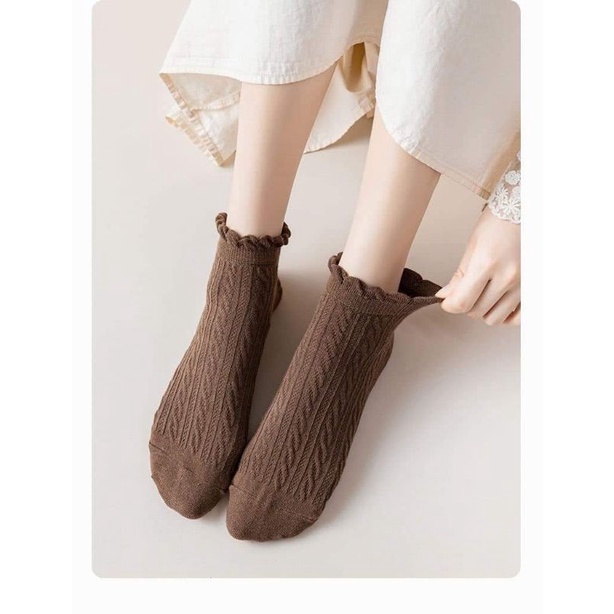 Tất nữ cổ bèo xuất Hàn, tất cotton nữ cổ ngắn đẹp xuất sắc(sét 10 đôi)