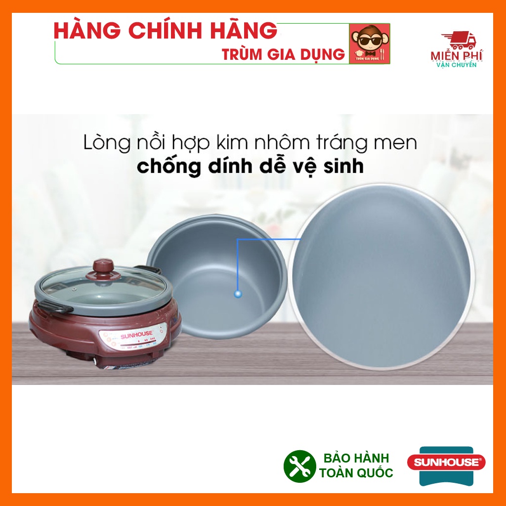 Nồi lẩu điện Sunhouse 3,5L SH535, Nồi lẩu Sunhouse SH535 bảo hành chính hãng toàn quốc 1 năm bởi Trùm Gia Dụng