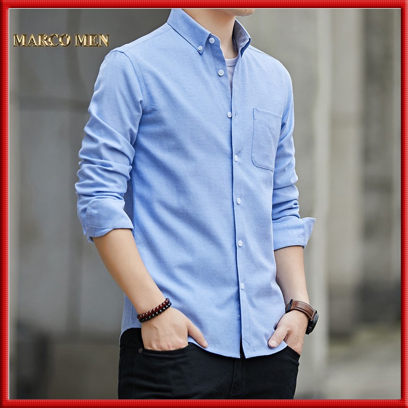 Áo sơ mi nam dài tay dáng ôm hàn quốc vải dày dặn thấm hút mồ hôi SM01