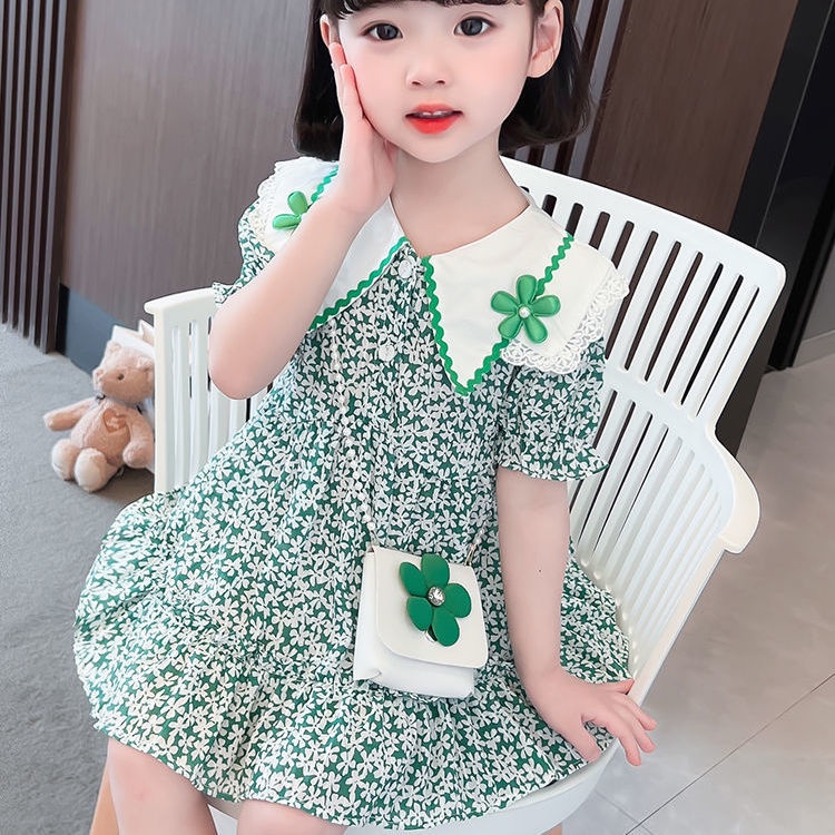 Đầm Công Chúa Họa Tiết Hoa Ngọt Ngào Thời Trang Mùa Hè Hàn Quốc 2022 Mới Cho Bé Gái
