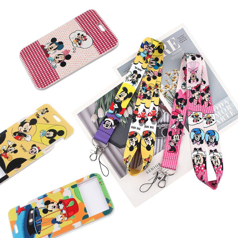 USNOW Dây Đeo Thẻ ID Họa Tiết Chuột Mickey Dễ Thương Cho Học Sinh