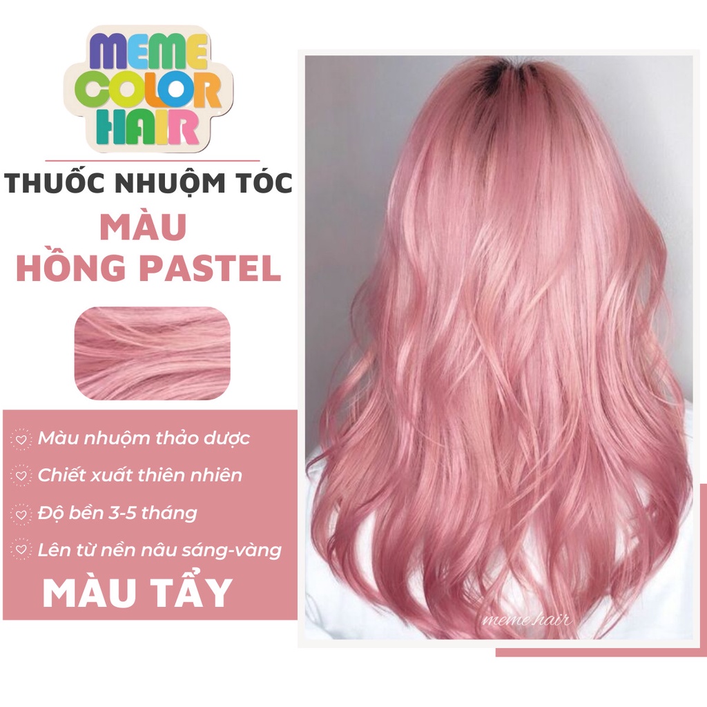 Thuốc nhuộm tóc màu hồng pastel , tặng kèm oxy trợ dưỡng và bao tay