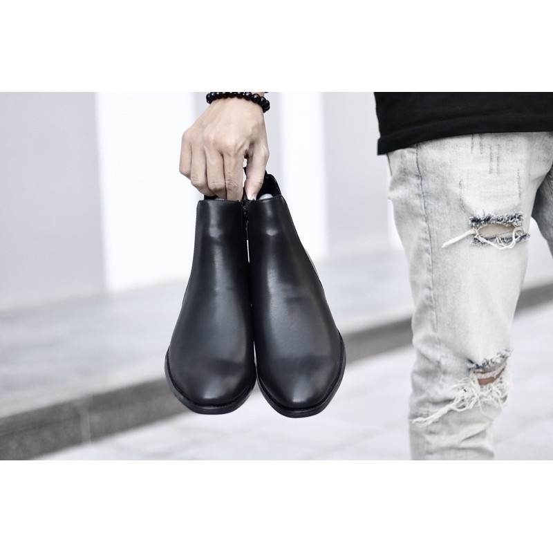 Giày nam cao cổ Chelsea boot kéo khoá tăng chiều cao 5cm | BigBuy360 - bigbuy360.vn